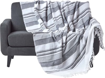 Homescapes Marokko sprei, grijze strepen, 255 x 360 cm
