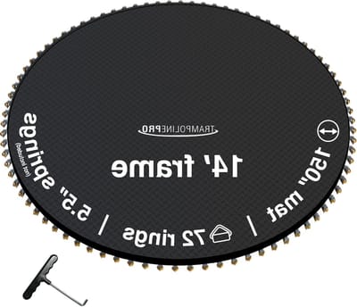 Trampoline Springmat - Vervangingsmat Trampoline - Trampoline Gebruik - 72 D-ringen - 150 inch - Zwart