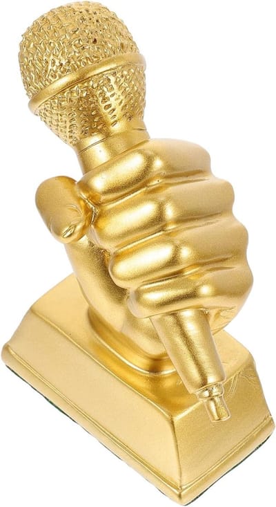 Microfoon Trofee - Muziek Award - Kinderen Verrassen - Creatief en Levendig - 13.5X11X5CM - Goud