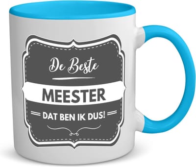 Akyol - de beste meester koffiemok - theemok - blauw - Meester - geweldige meester - school - verjaardagscadeau - afscheidscadeau - kado - 350 ML inhoud
