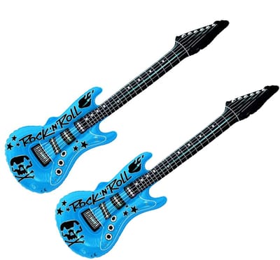 Kruger Opblaas elektrische gitaar - 2x - blauw - speelgoed - kinderen - opblaasbaar - popster