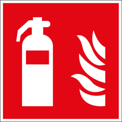 Brandblusser sticker - ISO 7010 - F001 50 x 50 mm - 10 stuks per kaart