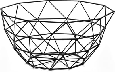 Famanu – Metalen fruitmand vierkant hoog – draadmand voor fruit, groenten, brood en snacks (zwart)