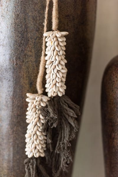 J-Line hanger Schelpen + Katoen - textiel - donkerbruin/naturel