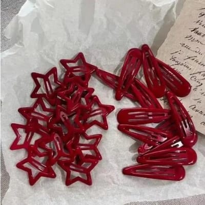 20 stuks/lot nieuwe rode ster klikclip voor meisjes, waterdruppelvormige haarspeldjes, zwarte haarspeld, zilveren haarclip accessoires voor dames, kawaii BB clip 5.5x2cm