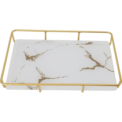 Badkamer Vanity Dienblad Modern Stijlvol Anti-Slip Keukenaanrecht Opbergorganizer S Wit L