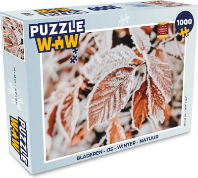 Puzzel Bladeren - IJs - Winter - Natuur - Legpuzzel - Puzzel 1000 stukjes volwassenen