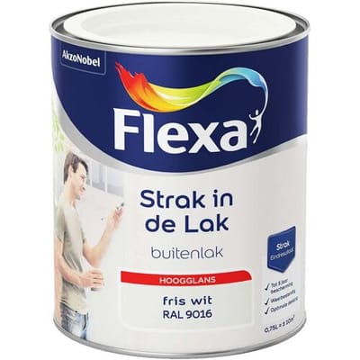Flexa - Strak In De Lak Buitenlak Hoogglans - Fris Wit / Ral 9016 - 750 Ml