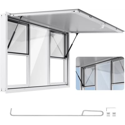 VEVOR Food Trailer Raam (1524 x 915 mm installatie afmetingen) Draaibaar, Food Trailer Serveerraam met 85° openingshoek en 6 schuiframen, Concessie Raam voor Concessie Stands Food Trucks