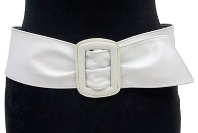 Dames riem wit - Nappa leren riem 8cm met beklede gesp - Nappa - Nappa riem - Casual - Maat 85