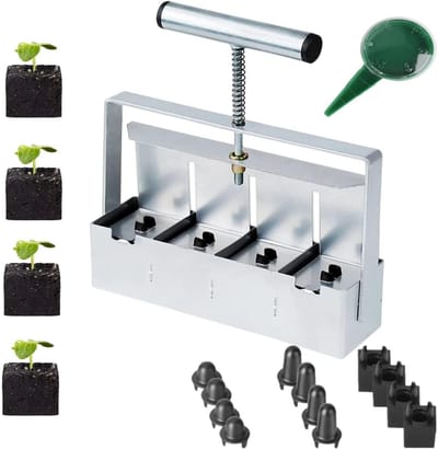 GELLDG Handmade Soil Block - 4x2cm - Handheld Seedling Machine - Garden Tool - Metal Handmade Soil Block - Suitable for sowing, garden planting, and outdoor potted plants.