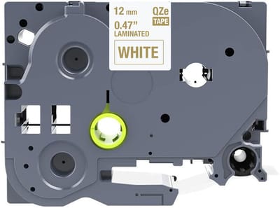 Brother compatible TZE-234 tape - Goud op wit - 12 mm x 8 m - Lettertape