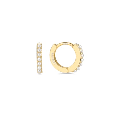 Luxenter Sterling Zilver 925 oorbellen met witte parel afgewerkt in 18K geelgoud - Leofcar