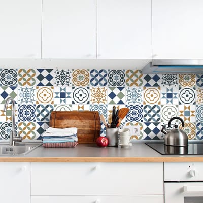 Zelfklevende tegelmuurstickers voor keuken en badkamer - 9 Nicolletta Azulejo tegelstickers - 9 stickers 10x10cm