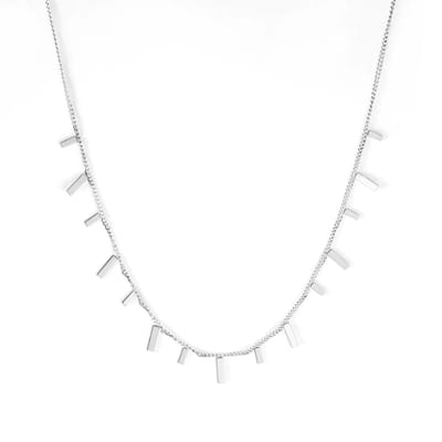 Planet Pink - Ketting rechthoekige bedeltjes zilver - Stainless Steel - Roestvrij Staal rvs - Waterproof