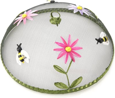 Voedselbeschermer - Eetkamer kap - Buiten eten - Handige haak - 35 cm - Bijenprint