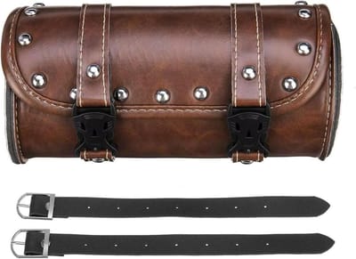 Motorfiets Zadeltas - Opbergtas Bagage - Motorritten - Waterdicht PU Materiaal - 21 cm Lengte - Bruin