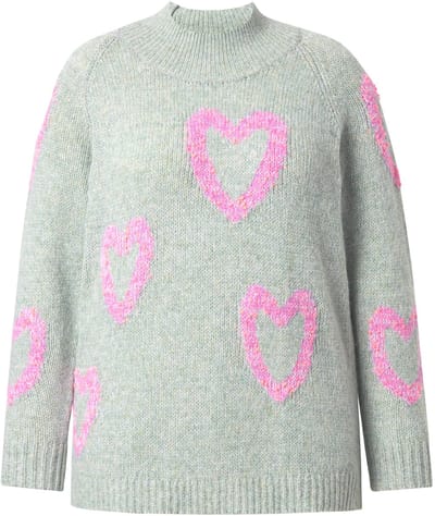 MIAMODA - Dames - Trui comfort fit hart van noppengaren - Licht natuurgroen - Maat 58+