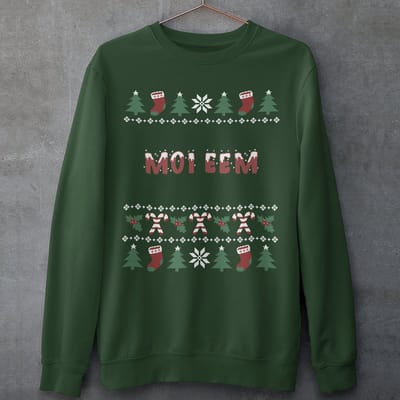 Groningen Kersttrui Groen Moi Eem Candy Cane - Maat XS - Uniseks Fit - Kerstkleding Voor Dames & Heren