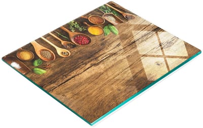 Decoratieve glazen snij- en serveerplank voor kruiden en hout, 60x52 cm