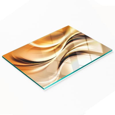 Stijlvol en duurzaam glazen bord met abstracte golfprint, 80x52 cm