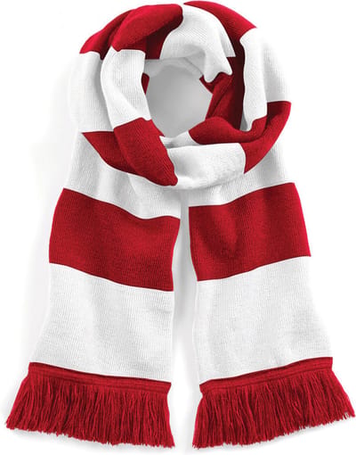 Beechfield Gestreepte sjaal Stadium B479 - Classic Red / White - One size