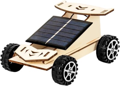 Zonneauto Bouwset - Zonne-auto kit - Wetenschapsles geven - Houten onderdelen - 24 x 16 x 4 cm - Natuurlijk hout