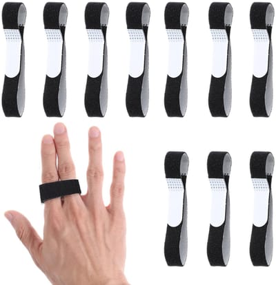 MTTProducts - Trigger Finger Splint - Verstelbare Vingerbandage - Set van 10 - Zwart - Ondersteuning voor Vingerblessures - Geschikt voor Volwassenen -...
