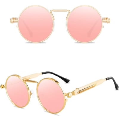 Retro Punk Zonnebril Kleurrijk Rond Metalen Frame UV400 Unisex Mode Zonnebril voor Mannen Vrouwen