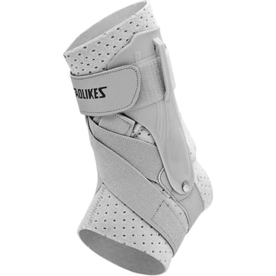Attelle de cheville Aolikes pour cheville foulée avec stabilisateurs latéraux pour hommes femmes Attelle stabilisatrice de cheville S grise