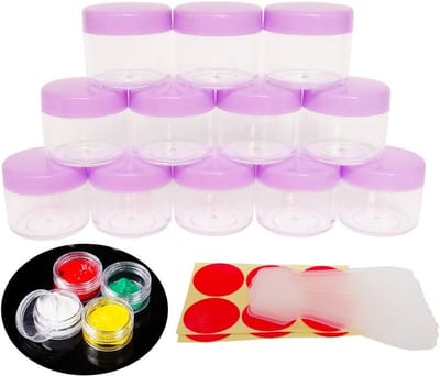 Set van 12 lege 20 g cosmetische potjes met schroefdop, ideaal voor nagelkunst, lippenbalsem en poeders, multifunctionele containers voor samples en opslag