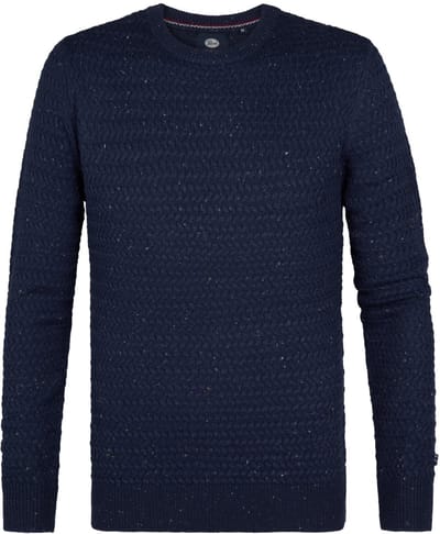 Petrol Industries - Heren Gebreide Kabel Trui Madison - Blauw - Maat XXL