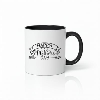 Happy Mother's Day Keramische Mok - 330ml - Moederdag Cadeau - Zwart & Wit
