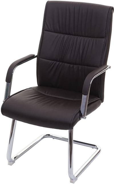 Conferentiestoel MCW-A49, bezoekersstoel sledemodel, kunstleer ~ bruin