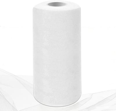 Tulle Rol 30 cm × 91 m, Fijn Gaas voor Bruiloften en Feesten, Versiering, Tutu Rokjes, DIY Knutselen en Cadeauverpakking (Wit)