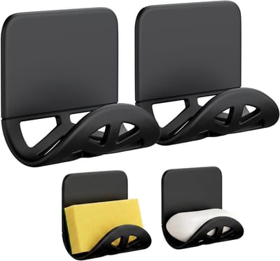 Opvouwbare Sponshouder voor de Gootsteen - Superklevende Organizer voor Keuken en Wastafel, Roestvrij Staal, 2 Stuks, Zwart