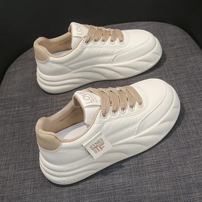 Platform Witte Schoenen Dames Schoenen Vroege Lente Nieuw Verhogend Plateau Schoenen Veelzijdige Leren Casual Schoenen Dames Sportschoenen 40 gray