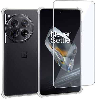 Geschikt voor OnePlus 12 - Hoesje + Screenprotector – Gehard Glas Cover + Shock Proof Case - Transparant