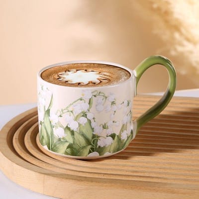 Keramische ontbijtbeker met grote capaciteit voor thuis, koffiekop, kantoor, retro beker, waterbeker, koppel, hoge uitstraling 360ml beige