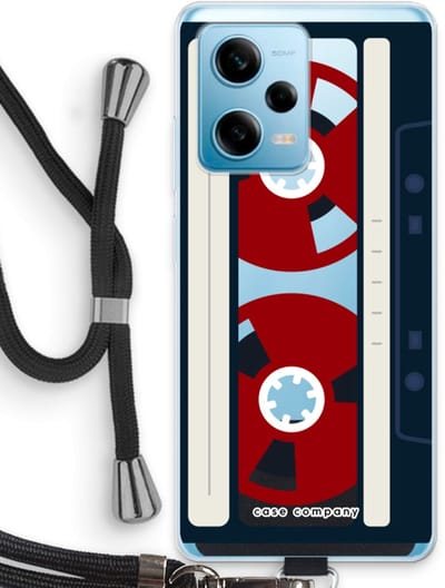 Case Company® - Hoesje met koord geschikt voor Xiaomi Redmi Note 12 Pro 5G hoesje met Koord - Here's your tape - Telefoonhoesje met Zwart Koord - Bescherming aan alle Kanten en Over de Schermrand