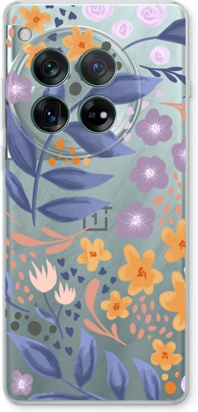 Case Company® - Hoesje geschikt voor OnePlus 12r hoesje - Flowers with blue leaves - Soft Cover Telefoonhoesje - Bescherming aan alle Kanten en Schermrand