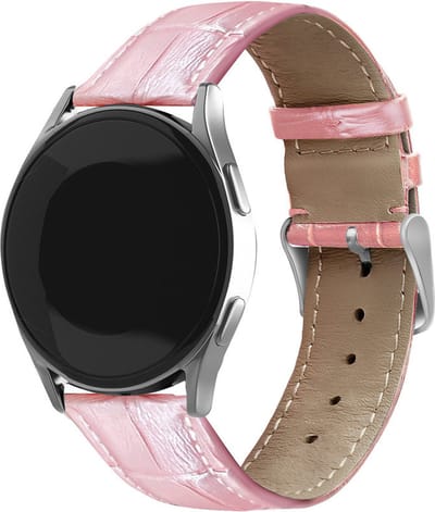 Strap-it smartwatch bandje 20mm - Luxe leren crocodile bandje geschikt voor Samsung Galaxy Watch 4 (Classic) / Watch 5 (Pro) / Watch 6 (Classic) / Watch 7 (40 & 44mm) / Watch 1 42mm / Watch 3 41mm / Active (2) / Watch FE / Gear Sport - roze