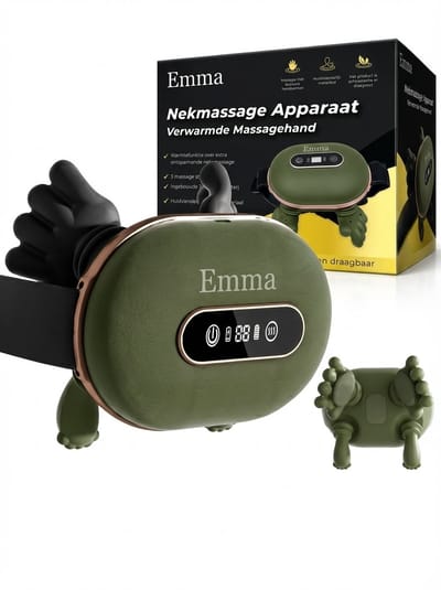 Emma - Nekmassage Apparaat – Nieuwste Uitvoering- Draadloos - Touch Display - 3 Standen & Rood-licht Therapie – Nek, Schouders & Benen –
