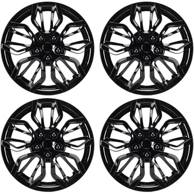 4 STKS 15 Inch Velgkap Naafkap Clip-On Stijlvolle ABS Wielnaafkap Vervanging voor Peugeot 208 Black black