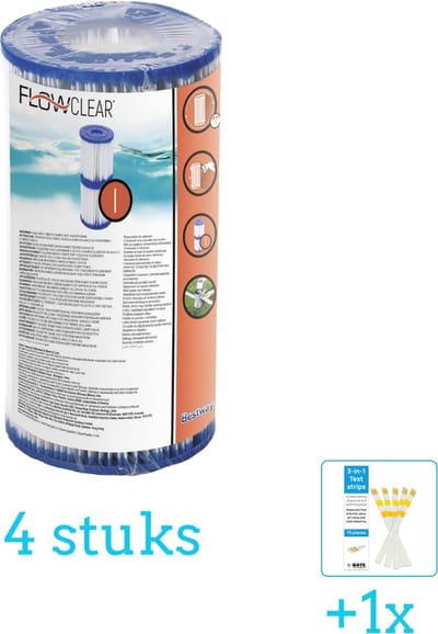 Bestway - Flowclear - Filtercartridge Type I - Volumebundel - Filter - 4-delig
