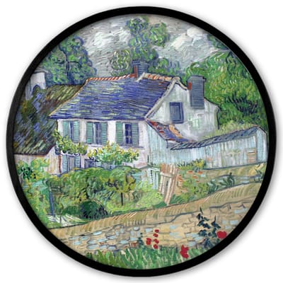 Poster in lijst Rond - Fotolijst 40x40 cm - Posters - Huis in Auvers - Vincent van Gogh - Ronde posterlijst zwart - Decoratie - Wanddecoratie woonkamer - Muurdecoratie slaapkamer