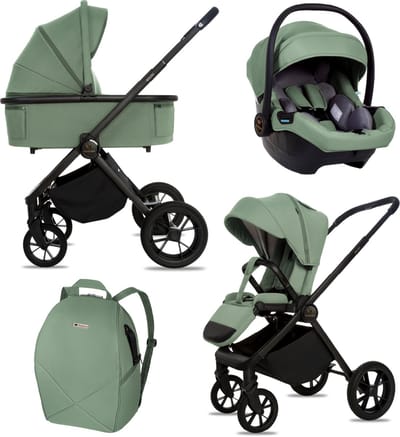 BabyLux® Kinderwagen 3in1 Set BOLDO, Opvouwbare Lichtgewicht Kinderwagenset Incl. Reiswieg, Buggy, I-Size Baby-Autostoeltje, Luiertas En Meer Accessoires, 4 Ligstanden, 0-22kg, Uv-Bescherming 50+