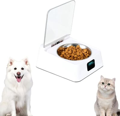 voerdispenser voor katten & honden – Intelligente infraroodsensor voor droog-/natvoer (350ml) met roestvrijstalen kom – Handige voerdispenser voor kleine/middelgrote huisdieren