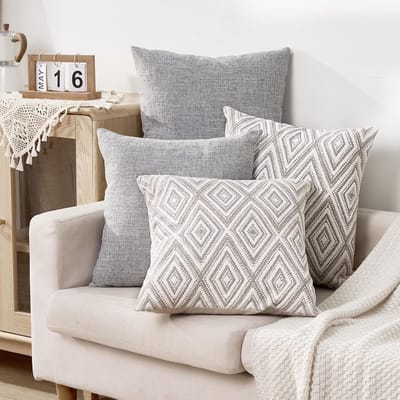 KZQ Decoratieve kussenhoezen, benodigdheden voor slaapkamer en woonkamer, set van 4, bankkussenhoezen, geschikt voor banken en woonkamers, 45 cm x 45 cm, grijs.