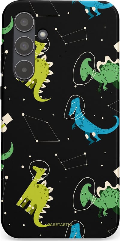 Casetastic hoesje geschikt voor Samsung Galaxy A55 - Dubbellaagse bescherming - Dino in de sterren - Fashion Case - Zwart Groen